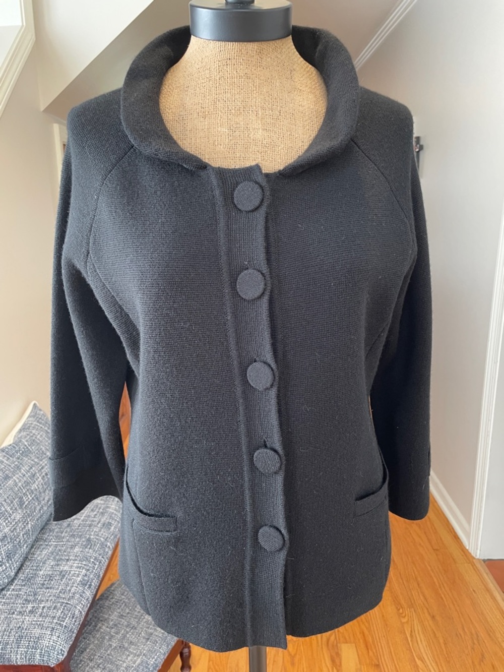 Semantiks Black Button-Front Knit Cardigan